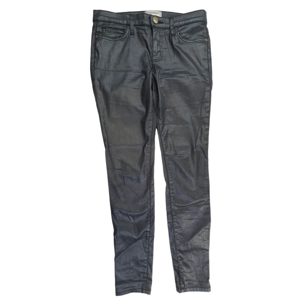 Current/Elliot Jeans Womens Mid Rise The Ankle Skinny Pants Black Coated Size 28